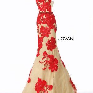 Jovani Embroidered Trumpet Mermaid Gown